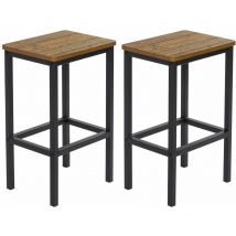 Meerveil Sgabelli da bar, due sgabelli da bar con poggiapiedi, struttura in acciaio nero per soggiorno, sala da pranzo, cucina, design industriale