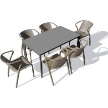 Meet - 6-Sitzer-Garten-Essgruppe aus lackiertem Aluminium Ezpeleta