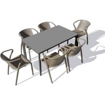 Meet - Set da pranzo da giardino 6 posti in alluminio laccato antracite Ezpeleta