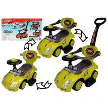 Mega Car 3en1 Jaune Porteur avec Poussoir