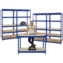 Proregal-regale Günstig Kaufen - Mega Deal 4x Étagère charge lourde tiger & 1x Etabli tiger 300kg par niveau Bleu Étagère de garage, de cave, etabli