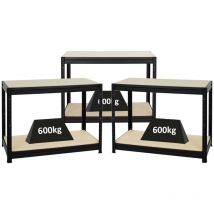 Proregal-preiswerte Qualität - Mega Deal 3x Etabli dino réglable en hauteur HxLxP 90x120x60cm Capacité de charge 600kg Noir Etabli d'Atelier, Table
