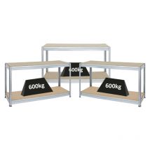 Proregal-preiswerte Qualität - Mega Deal 3x Etabli dino réglable en hauteur HxLxP 90x160x60cm Capacité de charge 600kg Galvanisé Etabli d'Atelier,