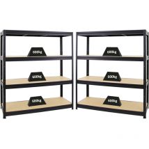 Proregal-preiswerte Qualität - Mega Deal 2x Étagère charge lourde dino HxLxP 180x160x60cm 600kg par niveau Noir Lot d'étagères robustes de Garage,