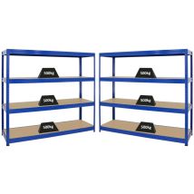 Proregal-preiswerte Qualität - Mega Deal 2x Étagère charge lourde dino HxLxP 180x200x60cm 600kg par niveau Bleu Lot d'étagères robustes de Garage,