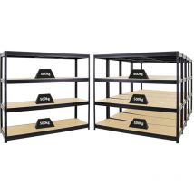 Proregal-preiswerte Qualität - Mega Deal 5x Étagère charge lourde dino HxLxP 180x200x60cm 500kg par niveau Noir Lot d'étagères robustes de Garage,