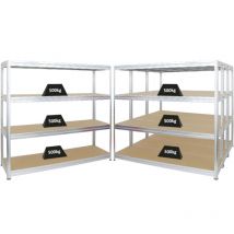 Proregal-preiswerte Qualität - Mega Deal 4x Étagère charge lourde dino HxLxP 180x200x60cm 500kg par niveau Galvanisé Lot d'étagères robustes de