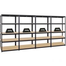 Proregal-preiswerte Qualität - Mega Deal 4x Étagère charge lourde slim elephant m HxLxP 180x90x60cm 5 niveaux 350kg par niveau Noir Lot d'étagères