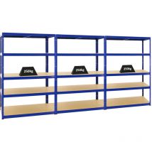 Proregal-preiswerte Qualität - Mega Deal 3x Étagère charge lourde big elephant m HxLxP 180x120x60cm 250kg par niveau Bleu Lot d'étagères robustes de