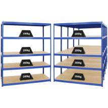 Proregal-preiswerte Qualität - Mega Deal 5x Étagère charge lourde giant elephant HxLxP 180x150x60cm 200kg par niveau Bleu Lot d'étagères robustes de