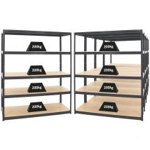Proregal-preiswerte Qualität - Mega Deal 5x Étagère charge lourde giant elephant 180x150x60cm 200kg par niveau Noir Lot d'étagères robustes de