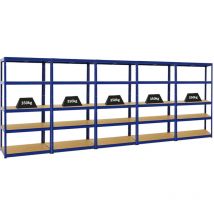 Proregal-preiswerte Qualität - Mega Deal 5x Étagère charge lourde slim elephant s HxLxP 180x90x45cm 5 niveaux 350kg par niveau Bleu Lot d'étagères