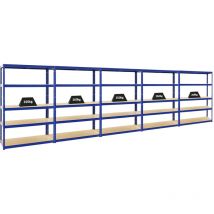 Mega Deal 5x Étagère charge lourde BIG ELEPHANT S HxLxP 180x120x45cm 250kg par niveau Bleu Lot d'étagères robustes de Garage, Atelier, Cave,