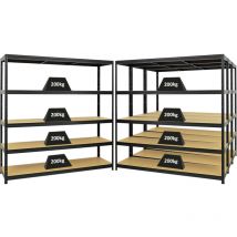 Proregal-preiswerte Qualität - Mega Deal 4x étagère robuste giant elephant HxLxP 180x180x45cm Charge du compartiment 200kg Noir