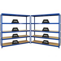 Proregal-preiswerte Qualität - Mega Deal 2x étagère robuste giant elephant HxLxP 180x180x45cm Charge du compartiment 200kg Bleu - Blau