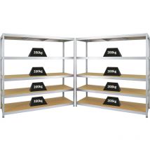 Proregal-preiswerte Qualität - Mega Deal 2x étagère robuste giant elephant HxLxP 180x180x60cm Charge du compartiment 200kg Galvanisé - Verzinkt