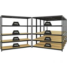 Proregal-preiswerte Qualität - Mega Deal 5x étagère robuste giant elephant HxLxP 180x180x45cm Charge du compartiment 200kg Noir