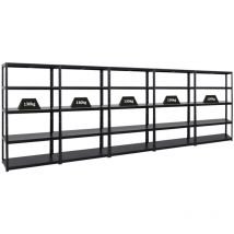 Proregal-preiswerte Qualität - Mega Deal 5x Étagère charge lourde steel eagle HxLxP 180x100x40cm 130kg par niveau Noir Lot d'étagères robustes de