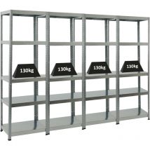 Proregal-preiswerte Qualität - Mega Deal 4x Étagère charge lourde steel eagle HxLxP 180x60x40cm 130kg par niveau Galvanisé Lot d'étagères robustes de