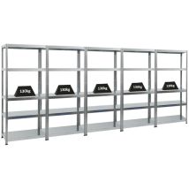 Proregal-preiswerte Qualität - Mega Deal 5x Étagère charge lourde steel eagle HxLxP 180x80x40cm 130kg par niveau Galvanisé Lot d'étagères robustes de