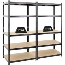 Proregal-preis-/leistungssieger - Mega Deal 2x étagère robuste taurus HxLxP 180x90x60cm Charge du compartiment 175kg Noir étagère de garage étagère