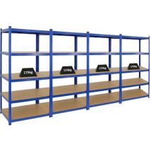 Proregal-preis-/leistungssieger - Mega Deal 4x étagère robuste taurus HxLxP 180x90x60cm Charge du compartiment 175kg Bleu étagère de garage étagère