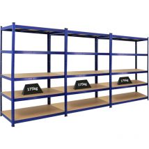 Proregal-preis-/leistungssieger - Mega Deal 3x Étagère robuste taurus HxLxP 180x120x60cm Charge totale 175kg Bleu étagère de cave, étagère