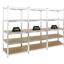 Mega Deal 3x étagère robuste RAGNAR HxLxP 180x90x60cm Charge du compartiment 175kg Galvanisé Étagère de garage, étagère de cave