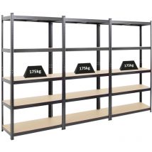 Proregal-preis-/leistungssieger - Mega Deal 3x étagère robuste ragnar HxLxP 180x90x40cm Charge du compartiment 175kg Noir Étagère de garage, étagère