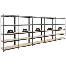 Proregal-preis-/leistungssieger - Mega Deal 5x étagère robuste ragnar HxLxP 180x90x40cm Charge du compartiment 175kg Noir Étagère de garage, étagère