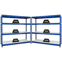 Proregal-regale Günstig Kaufen - Mega Deal 2x étagère charge lourde rhino HxLxP 180x200x60cm 4 niveaux en mélamine 16mm Charge du compartiment 500kg