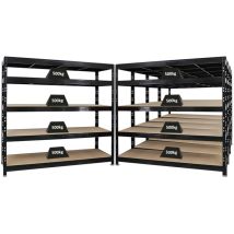 Mega Deal 5x étagère charge lourde RHINO HxLxP 180x200x60cm 5 niveaux en aggloméré 8mm Charge du compartiment 500kg Noir