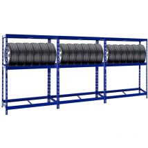 Proregal-regale Günstig Kaufen - Mega Deal 3x Étagère à pneus tiger HxLxP 180x130x50cm jusqu'à 36 pneus avec tablette Bleu Porte-Pneu, Rayonnage,