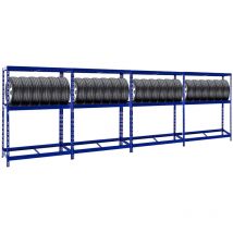 Mega Deal 4x Étagère à pneus TIGER HxLxP 180x130x50cm jusqu'à 48 pneus avec tablette Bleu Porte-Pneu, Rayonnage, Stockage, Rangement de pneus,