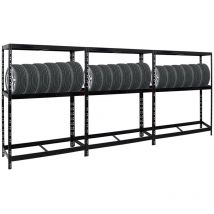 Proregal-regale Günstig Kaufen - Mega Deal 3x Étagère à pneus tiger HxLxP 180x130x50cm jusqu'à 36 pneus avec tablette Noir Porte-Pneu, Rayonnage,