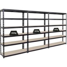 Proregal-regale Günstig Kaufen - Mega Deal 3x Étagère charge lourde giant tiger HxLxP 200x120x40cm 265 kg par niveau Noir 6 niveaux Étagère robuste