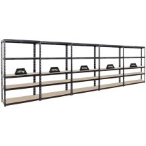 Proregal-regale Günstig Kaufen - Mega Deal 5x Étagère charge lourde giant tiger HxLxP 200x120x40cm 265 kg par niveau Noir 5 niveaux Étagère robuste