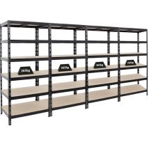 Proregal-regale Günstig Kaufen - Mega Deal 4x Étagère charge lourde giant tiger HxLxP 200x90x60cm 265kg par niveau Noir 6 Niveaux Étagère robuste de