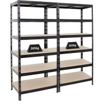Proregal-regale Günstig Kaufen - Mega Deal 2x Étagère charge lourde giant tiger HxLxP 200x90x60cm 265kg par niveau Noir 6 Niveaux Étagère robuste de