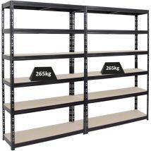 Proregal-regale Günstig Kaufen - Mega Deal 2x Étagère charge lourde giant tiger HxLxP 200x120x40cm 265 kg par niveau Noir 6 niveaux Étagère robuste