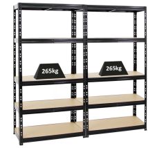 Proregal-regale Günstig Kaufen - Mega Deal 2x Étagère charge lourde tiger HxLxP 180x90x45cm 265kg par niveau Noir Étagère robuste de garage, atelier,