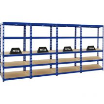 Proregal-regale Günstig Kaufen - Mega Deal 4x Étagère charge lourde tiger HxLxP 180x90x60cm 265kg par niveau Bleu Étagère robuste de garage, atelier,