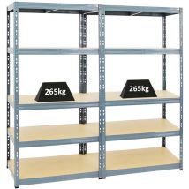 Proregal-regale Günstig Kaufen - Mega Deal 2x Étagère charge lourde tiger HxLxP 180x90x60cm 265kg par niveau Gris Étagère robuste de garage, atelier,