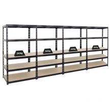 Proregal-regale Günstig Kaufen - Mega Deal 4x Étagère charge lourde tiger HxLxP 180x100x60cm 265kg par niveau Noir Étagère robuste de garage,
