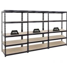 Proregal-regale Günstig Kaufen - Mega Deal 3x Étagère charge lourde tiger HxLxP 180x100x60cm 265kg par niveau Noir Étagère robuste de garage,
