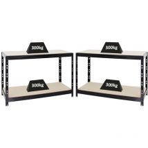 Proregal-regale Günstig Kaufen - Mega Deal 2x Etabli tiger réglable en hauteur HxLxP 90x140x60cm Capacité de charge 600 kg Noir Etabli d'atelier,