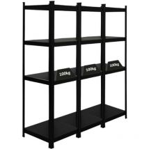 Proregal-preis-/leistungssieger - Mega Deal 3x All Black Series étagère pour charges lourdes Ragnar HxLxP 150x45x45cm Capacité de charge 100kg Noir