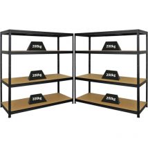 Proregal - Mega Deal 2x étagère pour charges lourdes Giant Elephant HxLxP 160x150x60cm Capacité de charge 200kg Noir