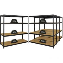 Proregal - Mega Deal 4x étagère pour charges lourdes Giant Elephant HxLxP 160x150x60cm Capacité de charge 200kg Noir