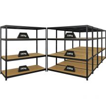 Proregal - Mega Deal 5x étagère pour charges lourdes Giant Elephant HxLxP 160x150x60cm Capacité de charge 200kg Noir
